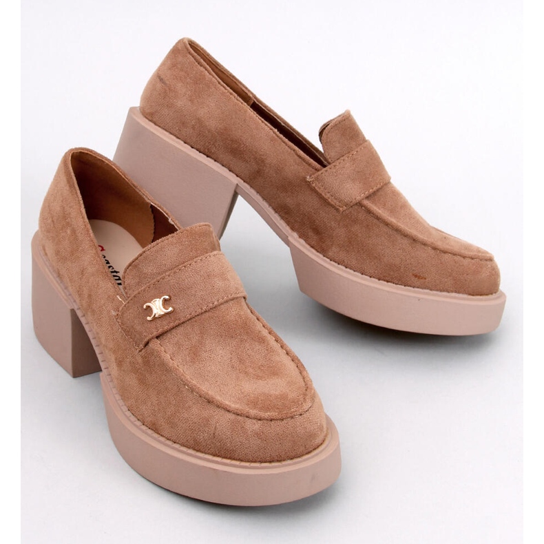Mocassins de salto alto Coniff Camel marrom 1