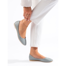 Bailarinas femininas cinza confeccionadas em couro ecológico Shelovet 1