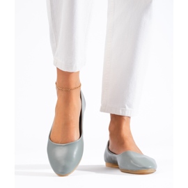 Bailarinas femininas cinza confeccionadas em couro ecológico Shelovet 2