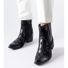Botas de cowboy pretas Henriette com salto baixo preto 1