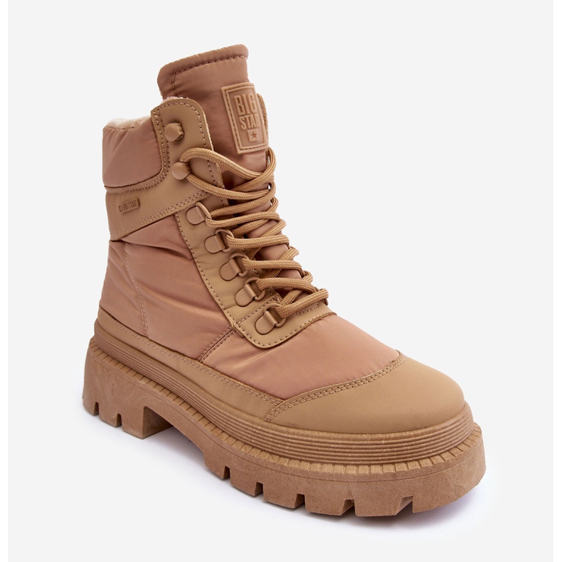 Botins femininos Trappers isolados com plataforma e salto plano Big Star MM274340 bege 2