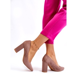 Seastar Bombas de camurça com salto alto bege da moda 3 Seastar Bombas de camurça com salto alto bege da moda 3