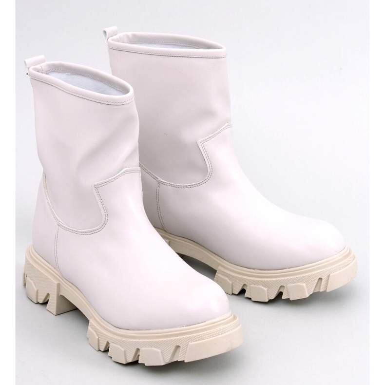 Grants Botins com sola grossa bege 1