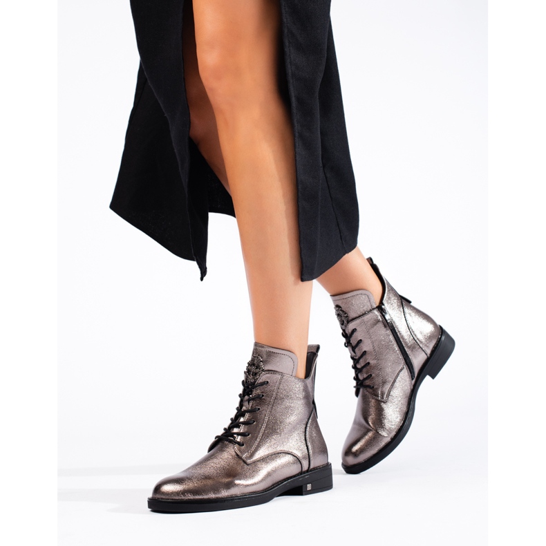 W. Potocki Botas rasteiras prateadas Potocki marrom 1