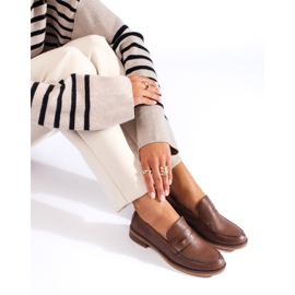Mocassins femininos de salto baixo marrom Shelovet marrom castanho 1