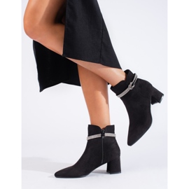 Botins femininos de camurça clássica preta Shelovet preto 1