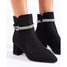 Botins femininos de camurça clássica preta Shelovet preto 2