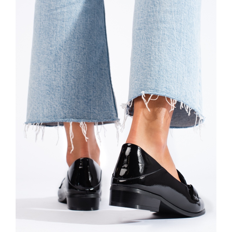 Senhores Shelovet femininos de couro envernizado preto 2