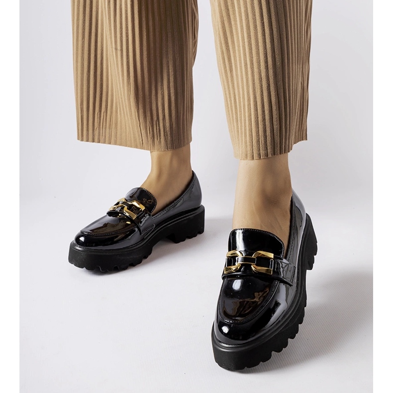 Inna Sapatos de barro pretos envernizados 1