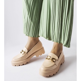 Inna Mocassins femininos bege decorados com fivela Piazzo 1