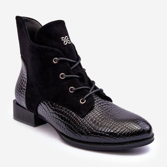 Vinceza Sapatilhas de Couro com Padrão Animal Preto Tianeta 1