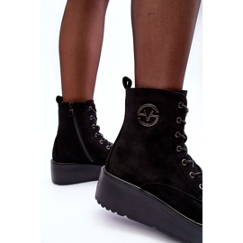 Vinceza Botins de camurça em plataforma maciça preto Lavica preto 1