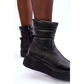 Lemar Suam Botas femininas de couro com plataforma preta preto 1