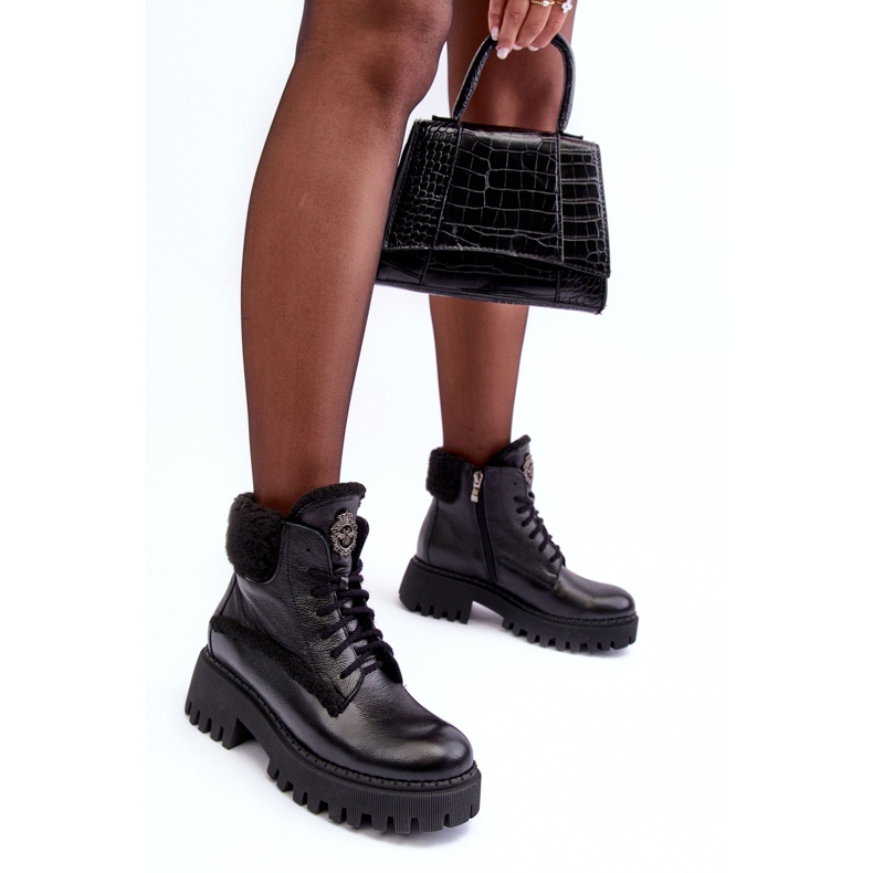 Botas femininas de couro pretas Lemar Vergo preto 1