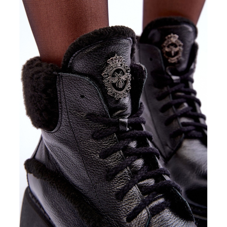 Botas femininas de couro pretas Lemar Vergo preto 2