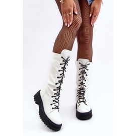 Botas de couro com cadarço e zíper, Zoraida Branca branco 1