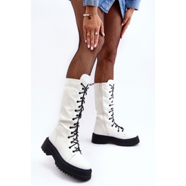 Botas de couro com cadarço e zíper, Zoraida Branca branco 2