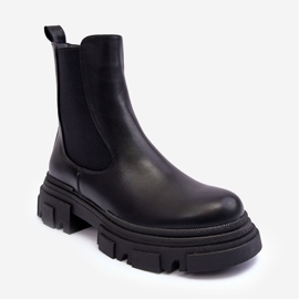 PS1 Botas Chelsea de couro Solita pretas com salto baixo e plataforma preto 2