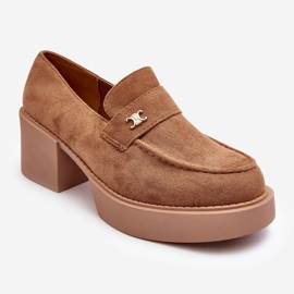 PS1 Sapatos femininos de camurça e salto alto, bege escuro, Afnira 1