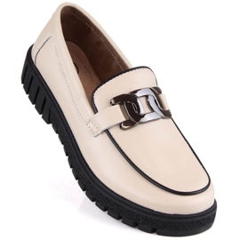 Sapatos plataforma de couro com corrente Filippo W PAW460B bege 1