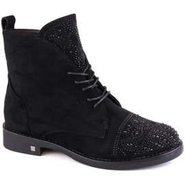 Botas com zircões Potocki W WOL176 pretas preto 1