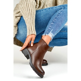 Botins clássicos femininos marrons em couro ecológico castanho 1