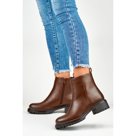 Botins clássicos femininos marrons em couro ecológico marrom 2