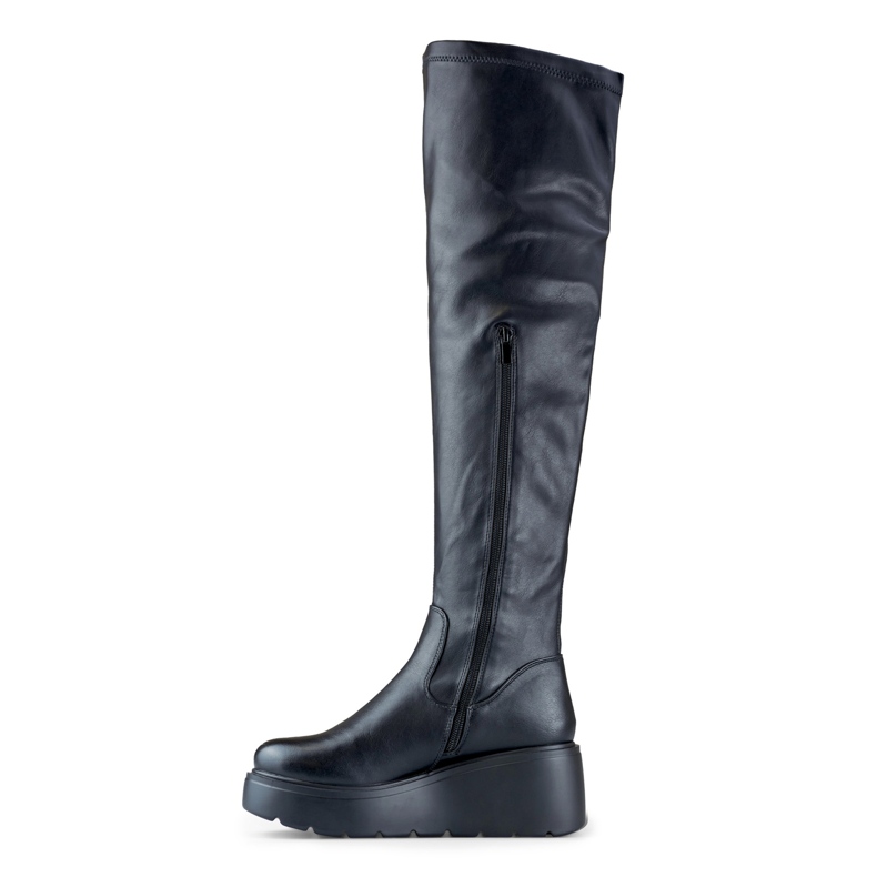 Botas femininas pretas em couro ecológico preto 1