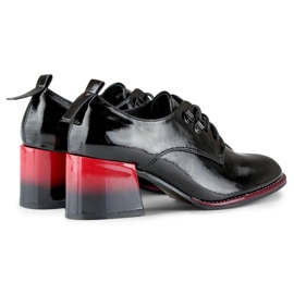 Sapatos femininos elegantes com atacadores e salto vermelho preto 2 Sapatos femininos elegantes com atacadores e salto vermelho preto 2