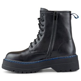 Botas femininas clássicas de trabalho com cadarço e sola grossa preto 1 Botas femininas clássicas de trabalho com cadarço e sola grossa preto 1