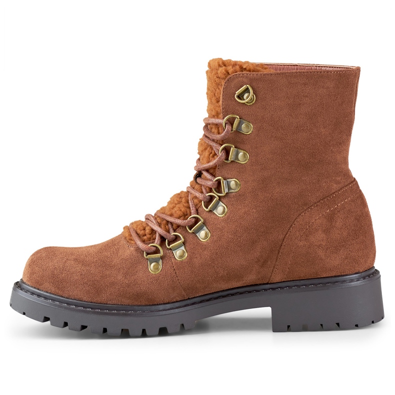 Botins femininos castanhos quentes com atacadores marrom 1