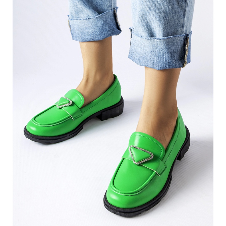 Mocassins verdes decorados com zircões Marsilius 1