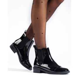 TRENDI Botas Chelsea lacadas elegantes preto 2