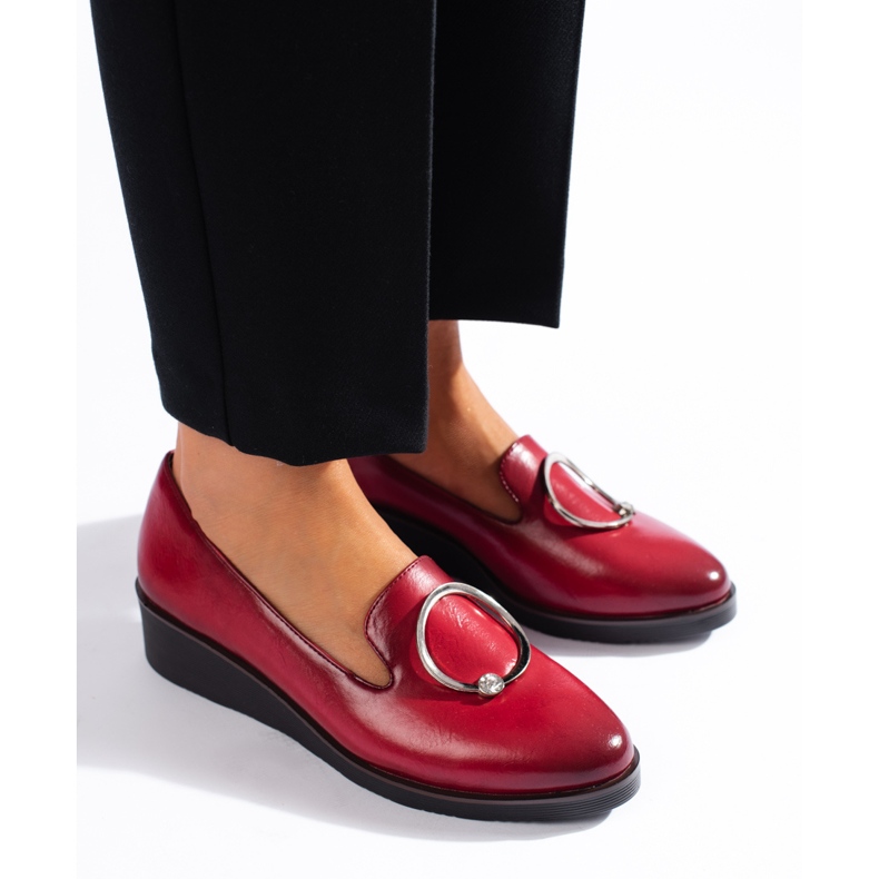 W. Potocki Sapatos de salto baixo vermelhos de mulher Potocki 1