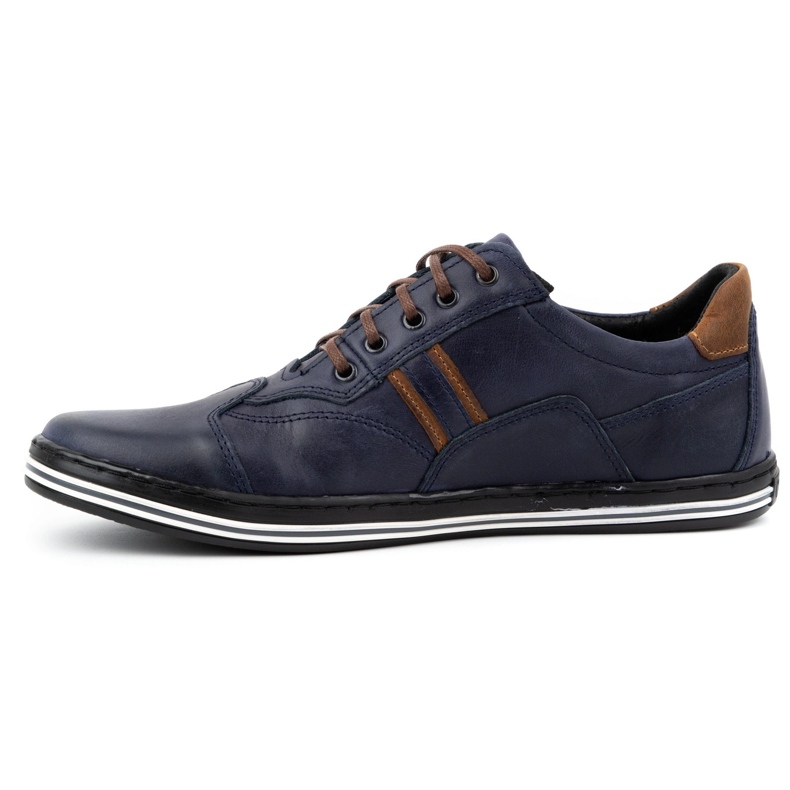 Polbut Sapatos casuais masculinos 1801 azul marinho nobuck / camelo 1