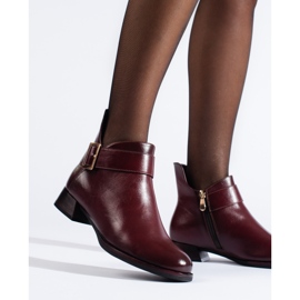 Elegantes botins bordô com fivela Vinceza vermelho 1