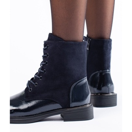 Botas femininas de trabalho com cadarço azul marinho da Shelovet 1