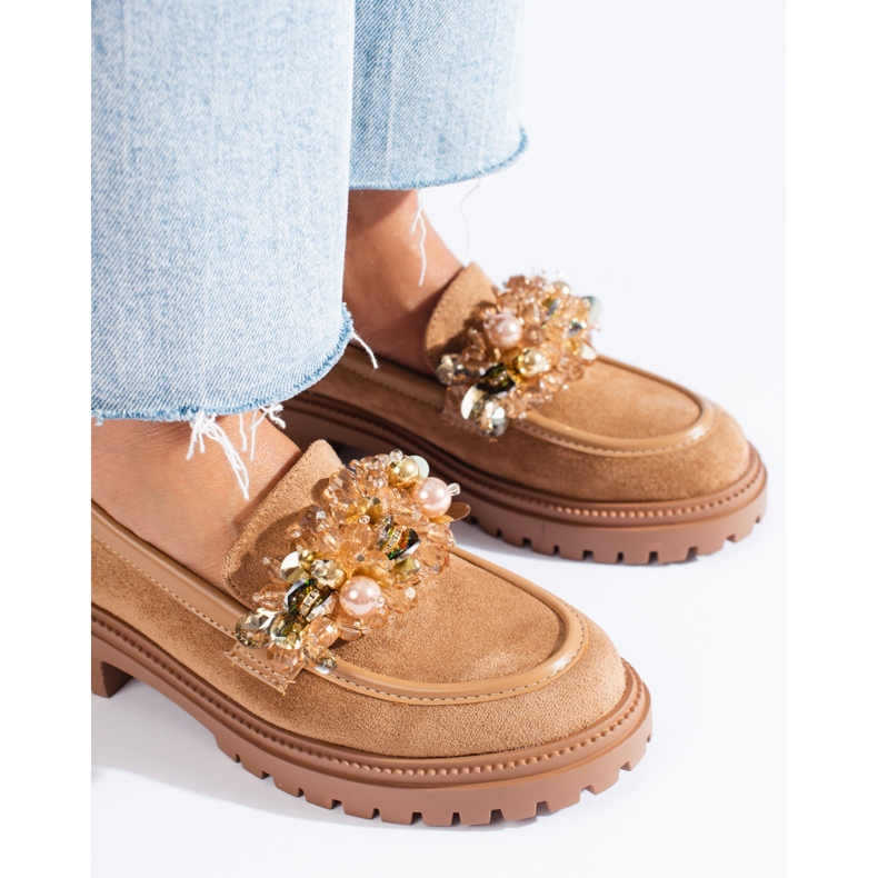 Mocassins de mulher em camurça bege, Shelovet 2