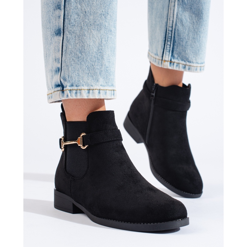 Botas femininas de camurça preta Shelovet preto 1