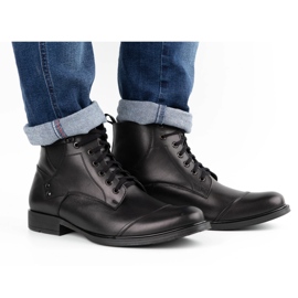 Olivier Botas de couro de inverno masculinas 7005 KB pretas preto 1