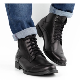 Olivier Botas de couro de inverno masculinas 7005 KB pretas preto 2