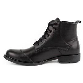 Olivier Botas de couro de inverno masculinas 7005 KB pretas preto 3