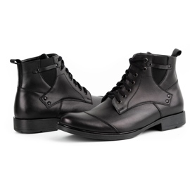 Olivier Botas de couro de inverno masculinas 7005 KB pretas preto 4