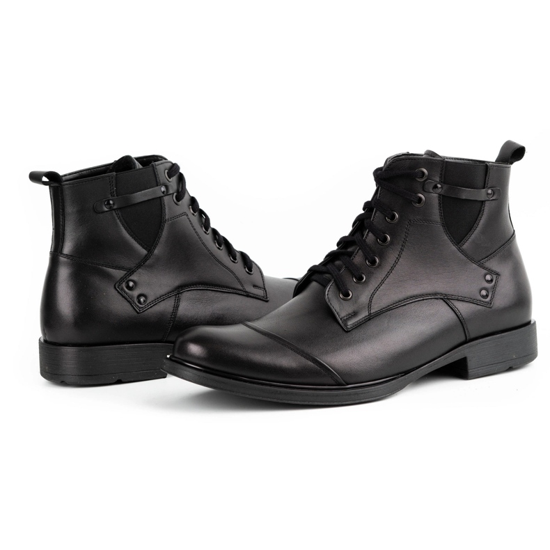 Olivier Botas de couro de inverno masculinas 7005 KB pretas preto 4