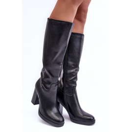 Botas elegantes de couro até o joelho, Felsha preta preto 1