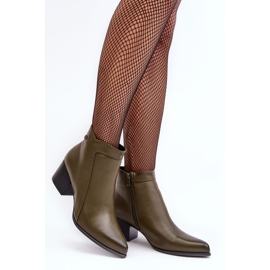 Sergio Leone Botas de couro com salto baixo Olive Cidi verde 1