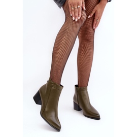 Sergio Leone Botas de couro com salto baixo Olive Cidi verde 2