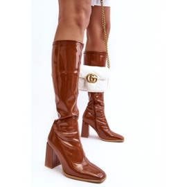 PS1 Botas de salto alto envernizadas acima do joelho, marrom Mlokva castanho 2 PS1 Botas de salto alto envernizadas acima do joelho, marrom Mlokva castanho 2