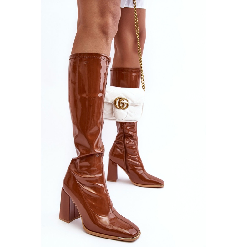 PS1 Botas de salto alto envernizadas acima do joelho, marrom Mlokva castanho 2 PS1 Botas de salto alto envernizadas acima do joelho, marrom Mlokva castanho 2