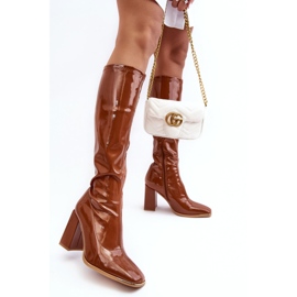 PS1 Botas de salto alto envernizadas acima do joelho, marrom Mlokva castanho 1 PS1 Botas de salto alto envernizadas acima do joelho, marrom Mlokva castanho 1